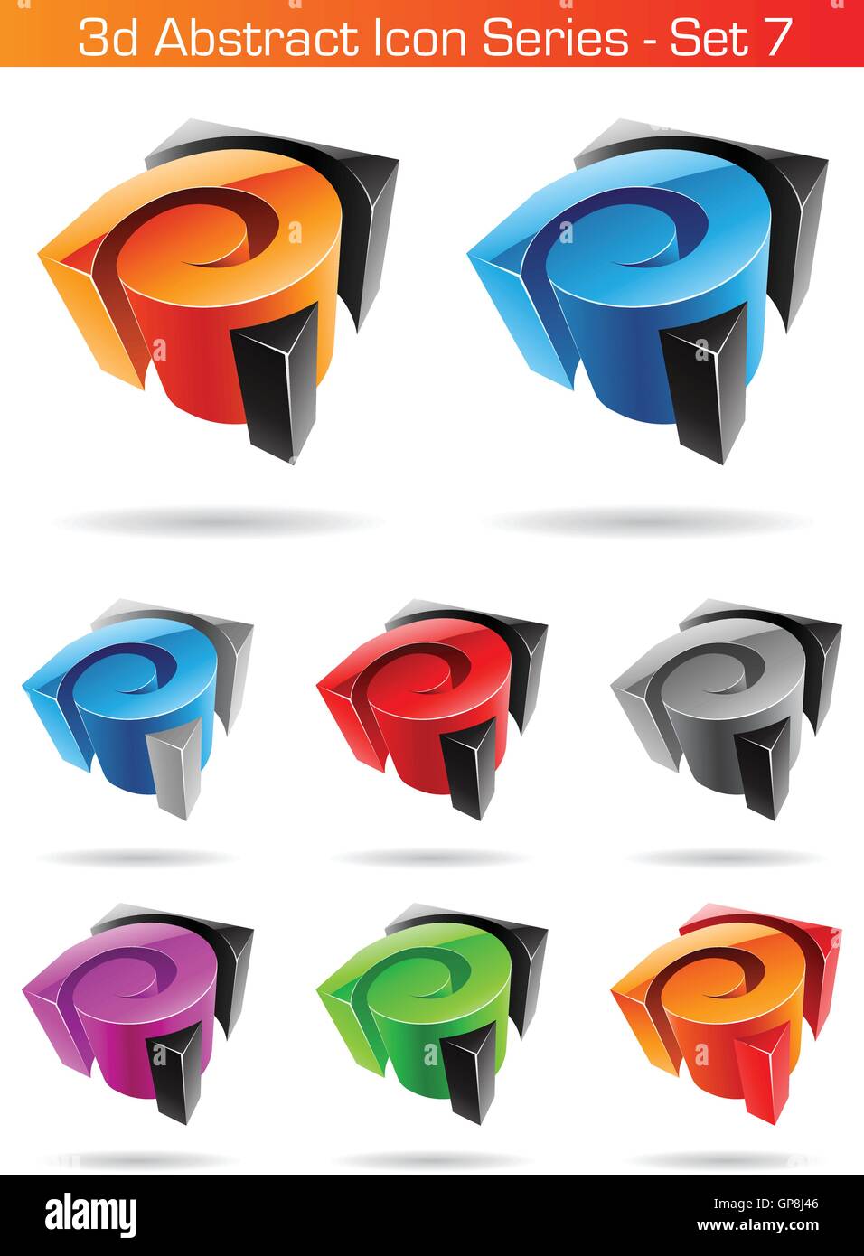 Vector EPS illustration of 3d Abstract Icon Series - Set 7 Stock Vector ...