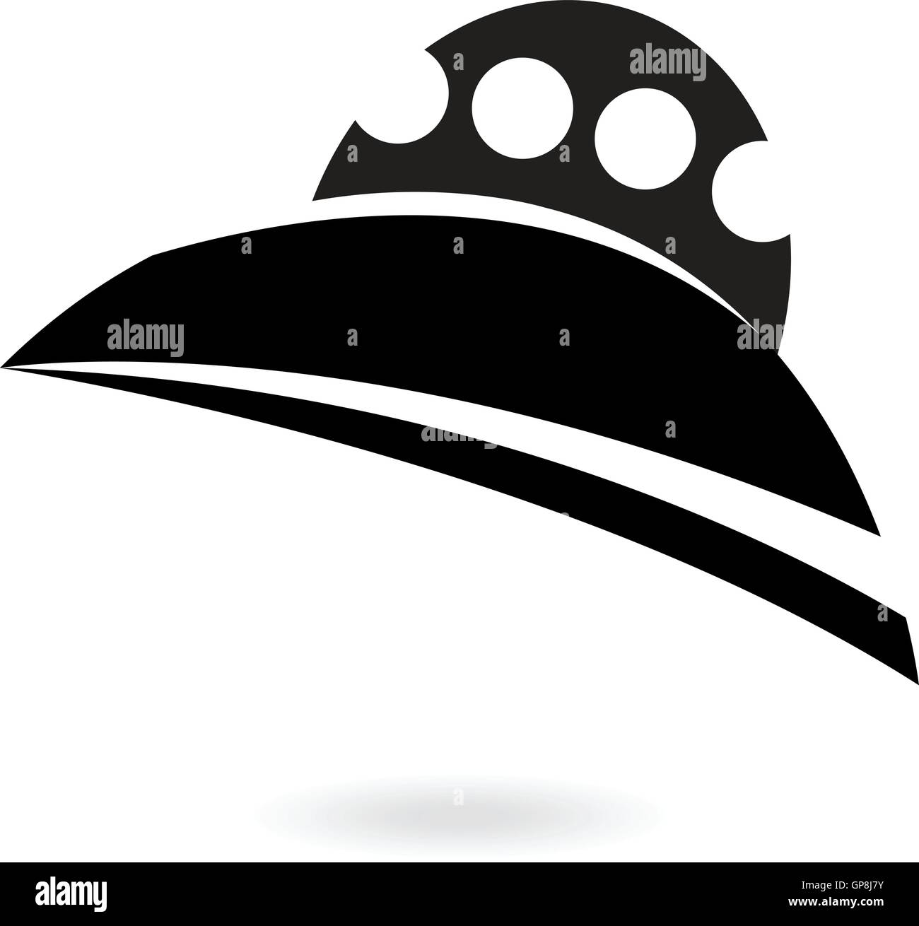 black alien ship icon isolated on white Stock Vector