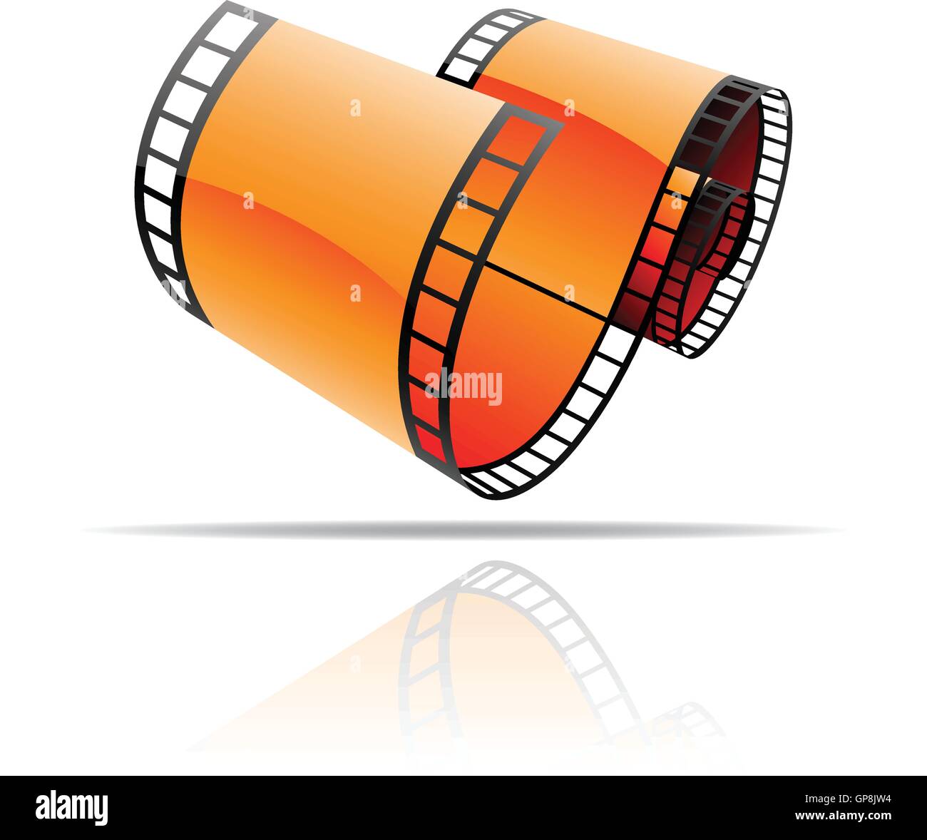 Orange film reel isolated on white Stock Vector