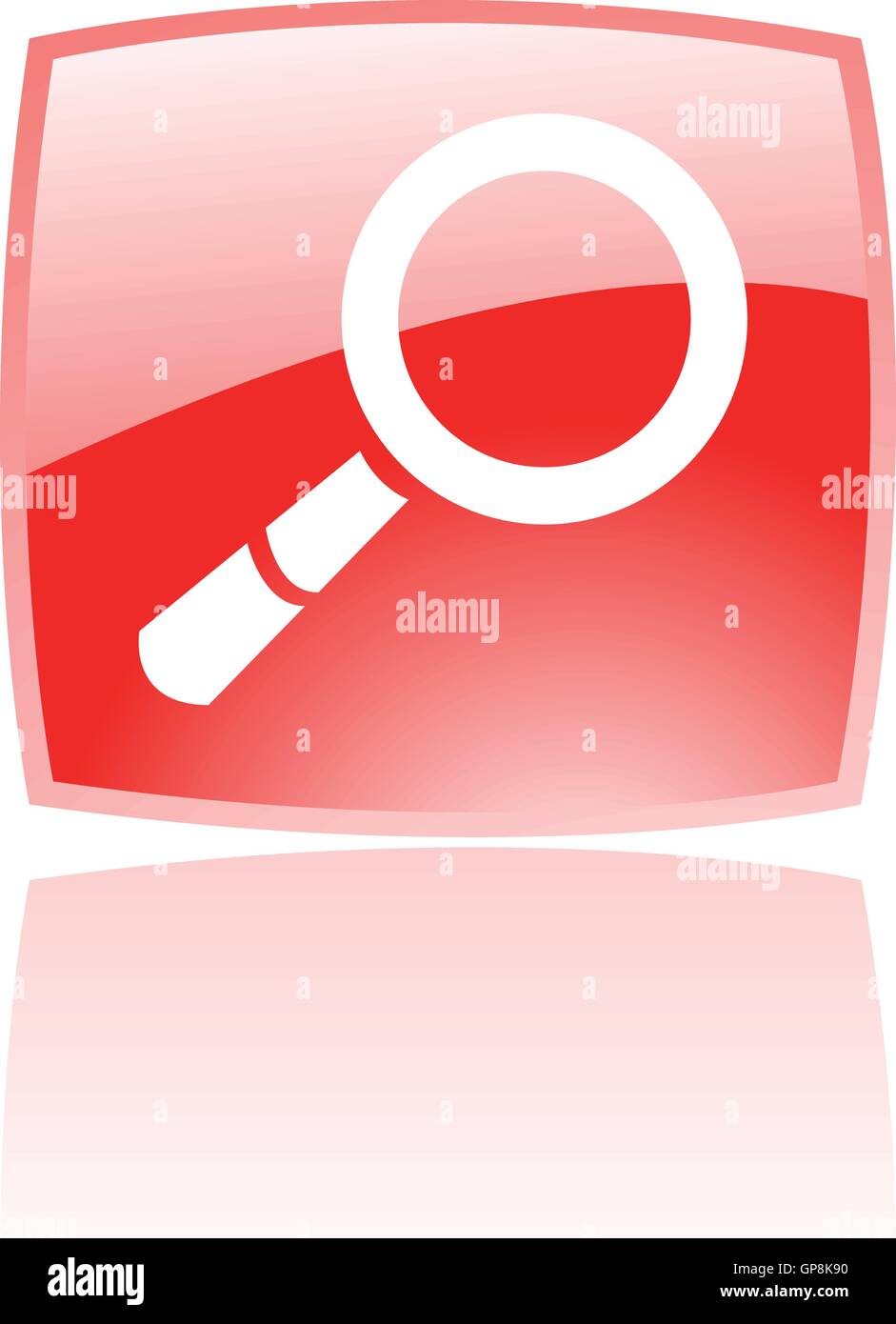 Glossy magnifier in red button isolated on white Stock Vector Image & Art Alamy