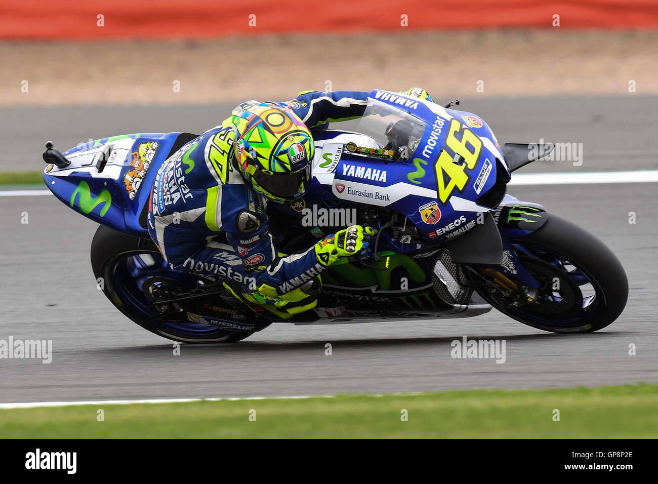 Northampton Uk 2nd September 16 Valentino Rossi Of Italy And Movistar Yamaha Motogp In Action During The Fp Motogp Of Great Britain At Silverstone Circuit On September 2 16 In Northampton