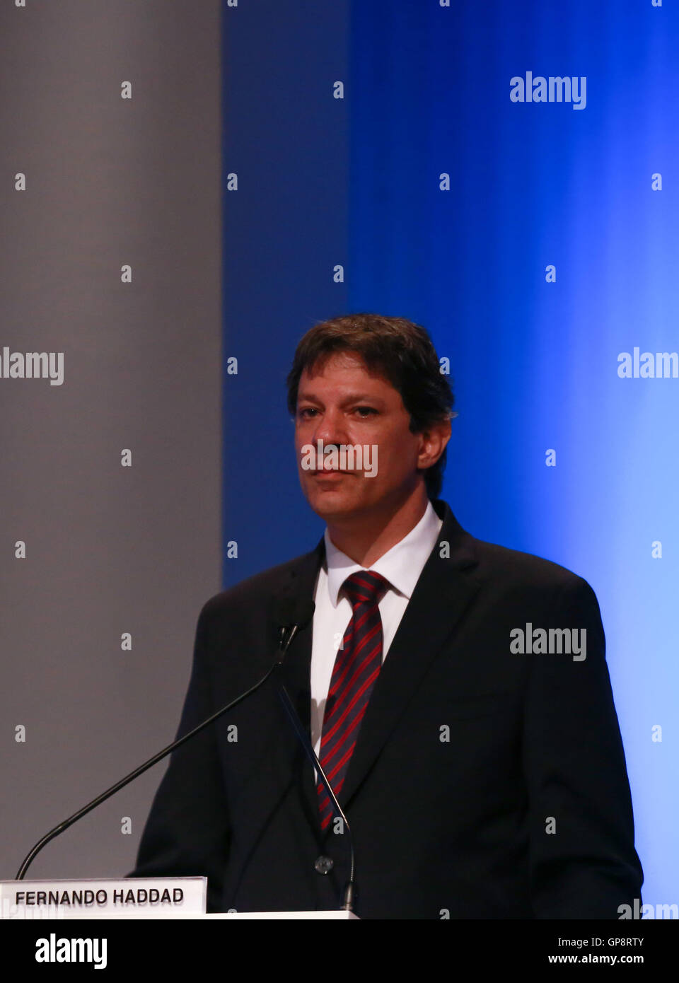 Osasco, Brazil. 02nd Sep, 2016. RedeTV promotes on the night of Friday (02) the second debate with the candidates the city of São Paulo at the networks headquarters located at Av. Presidente Kennedy, 2869, Vila Sao Jose, Osasco (SP). Pictureddidate Fernando Haddad. (Pho © Jales Valquer/FotoArena/Alamy Live News Stock Photo