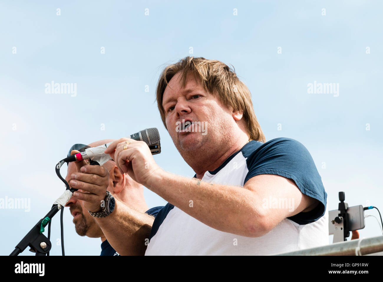 Ian Hodson, national president, Bakers Union, making speech. Close up
