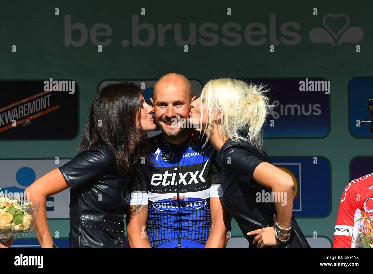 Brussels, Belgium. 03rd Sep, 2016. BOONEN Tom (BEL) Rider of ETIXX - QUICK STEP on the podium of the 4th edition of BCC Brussels Cycling Classic 2016 (199 kms) on September 03, 2016 in Brussels, Belgium Credit:  Action Plus Sports/Alamy Live News Stock Photo