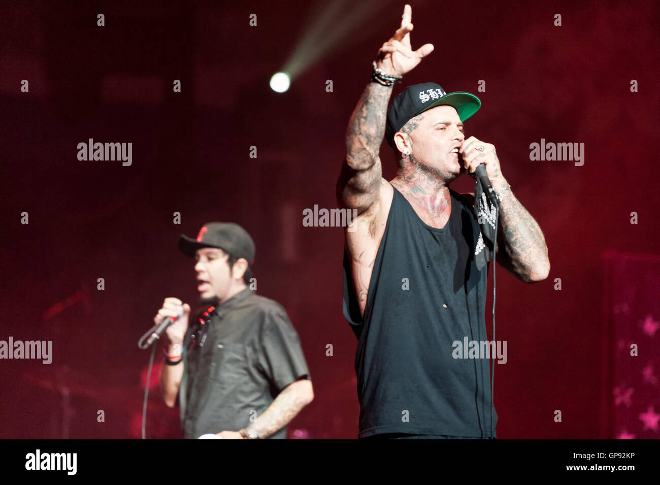 Las Vegas, Nevada, USA. 2nd September, 2016. Seth Brooks Binzer, better known by his stage name Shifty Shellshock and Epic Mazur of the band Crazy Town at The Orleans Arena - 'Make America Rock Again' Alternative Rock Music Tour - Credit:  Ken Howard/Alamy Live News Stock Photo