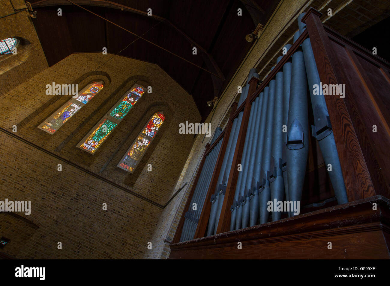 Quirky Wide Angle View Showing The Stained Glass And The Organ Within quirky-wide-angle-view-showing-the-stained-glass-and-the-organ-within