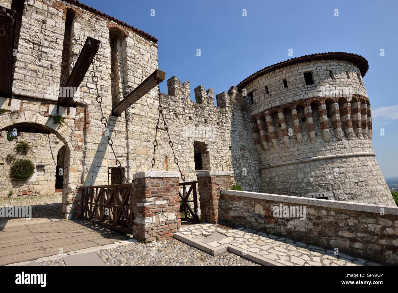 Brescia Castle, Castello di Brescia, Brescia, Lombardy, Italy Stock Photo