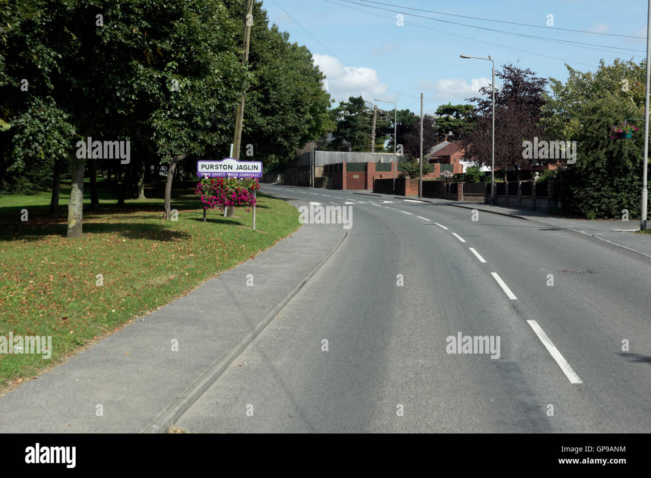 tarmac two way road entering village of purston jaglin,pontefract