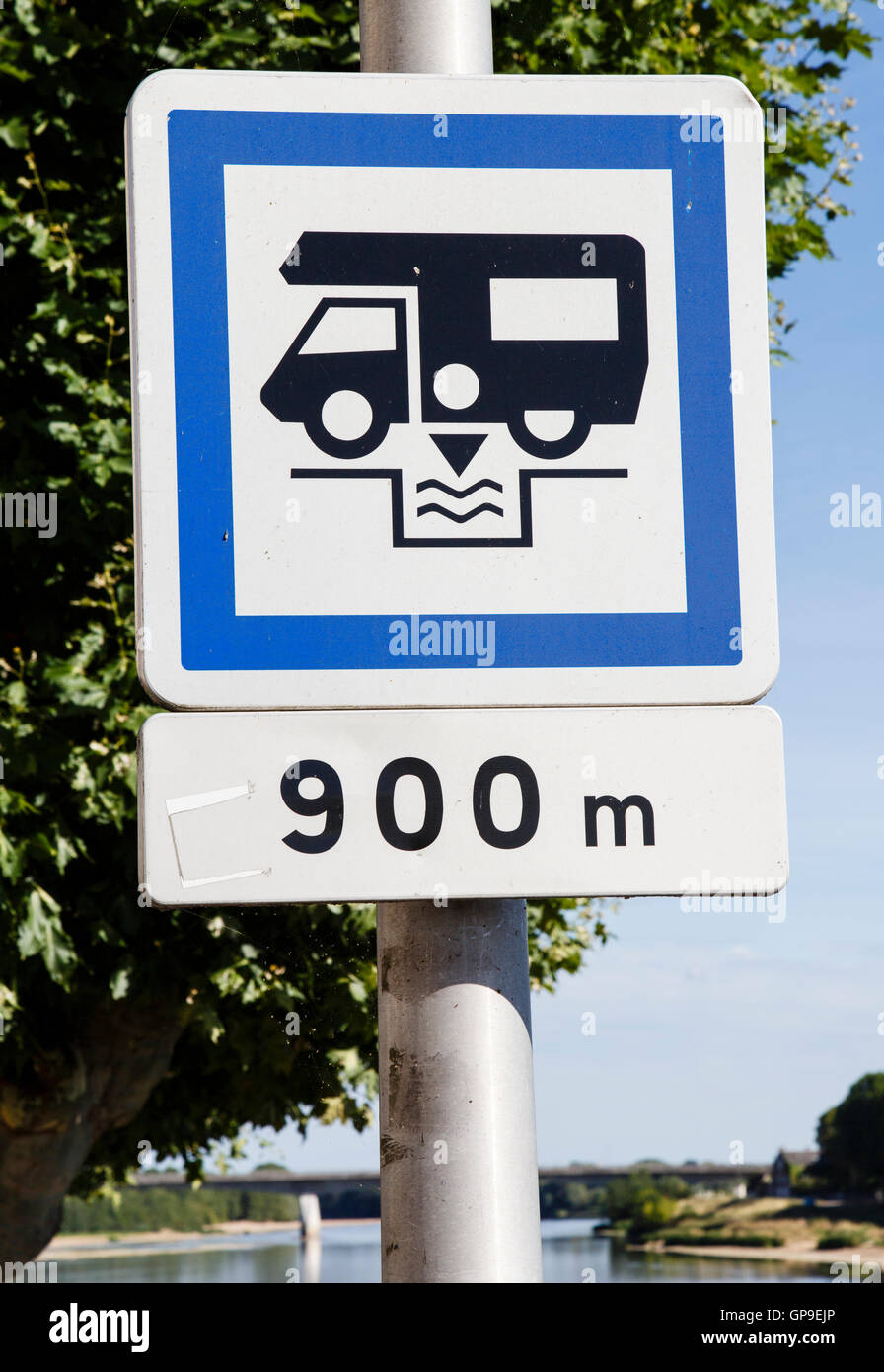 Motorhome aire sign, France Stock Photo - Alamy