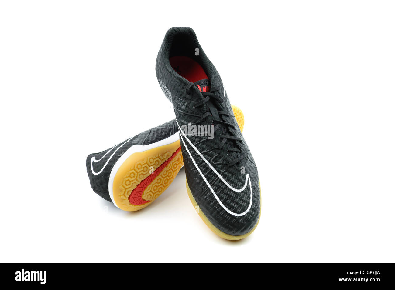 Dallas, Texas - July 11,2016. New Nike soccer shoes, football shoes. Hypervenomx on isolate white background studio setting. Stock Photo