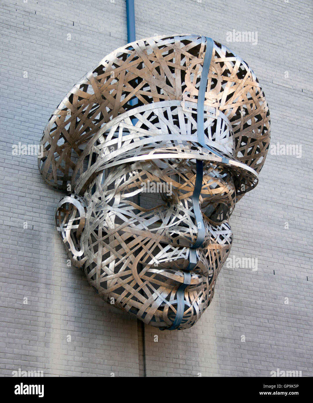 Metal Police Head Sculpture in Richmond Virginia Stock Photo