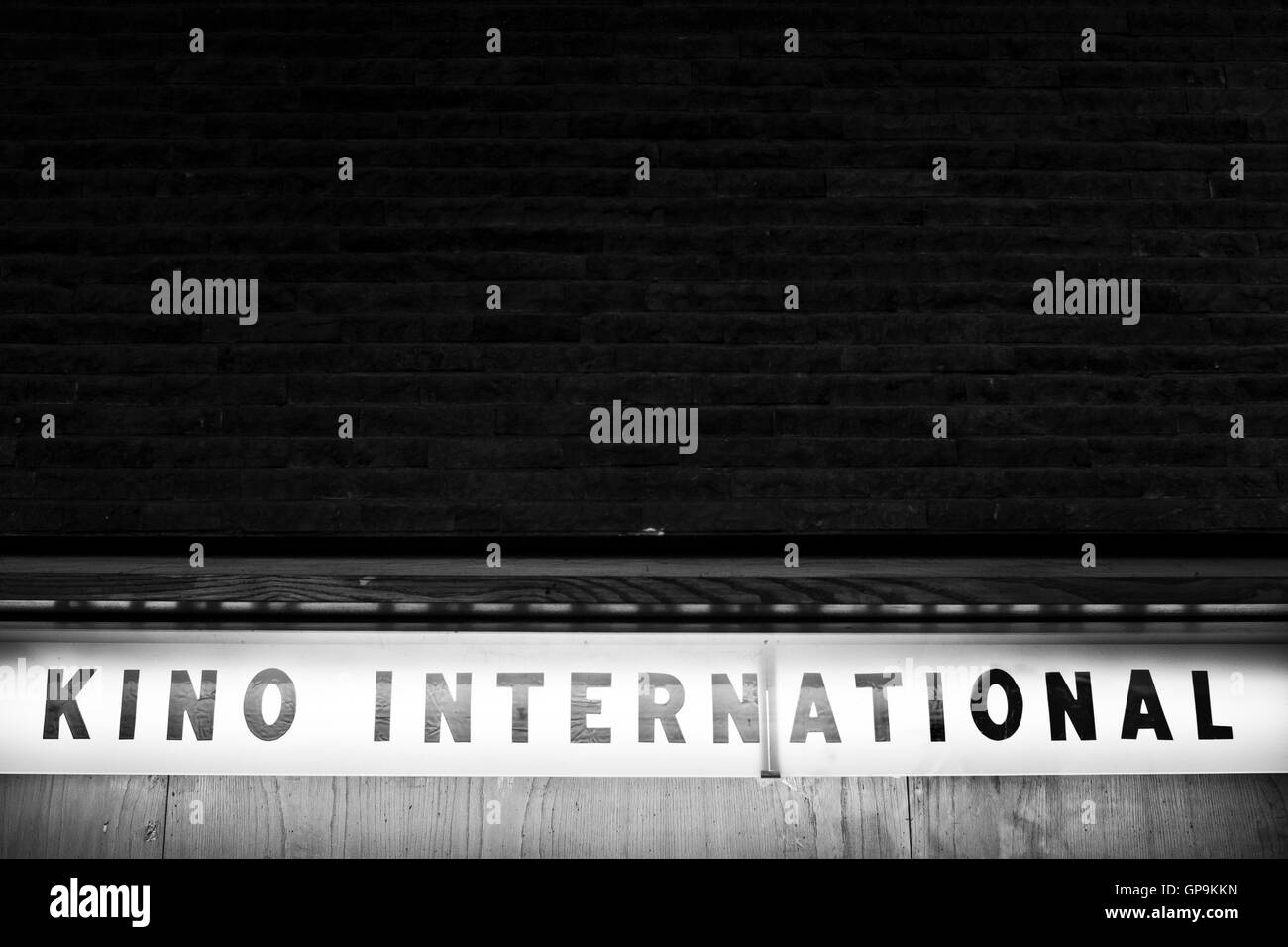 Sign in the Kino International during French Film Week in Berlin, Germany. Stock Photo