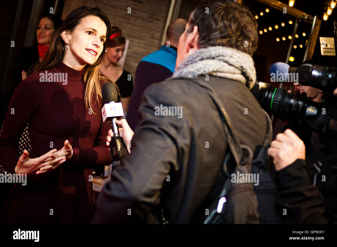 An interview taking place at the Kino International during French Film Week in Berlin, Germany. Stock Photo