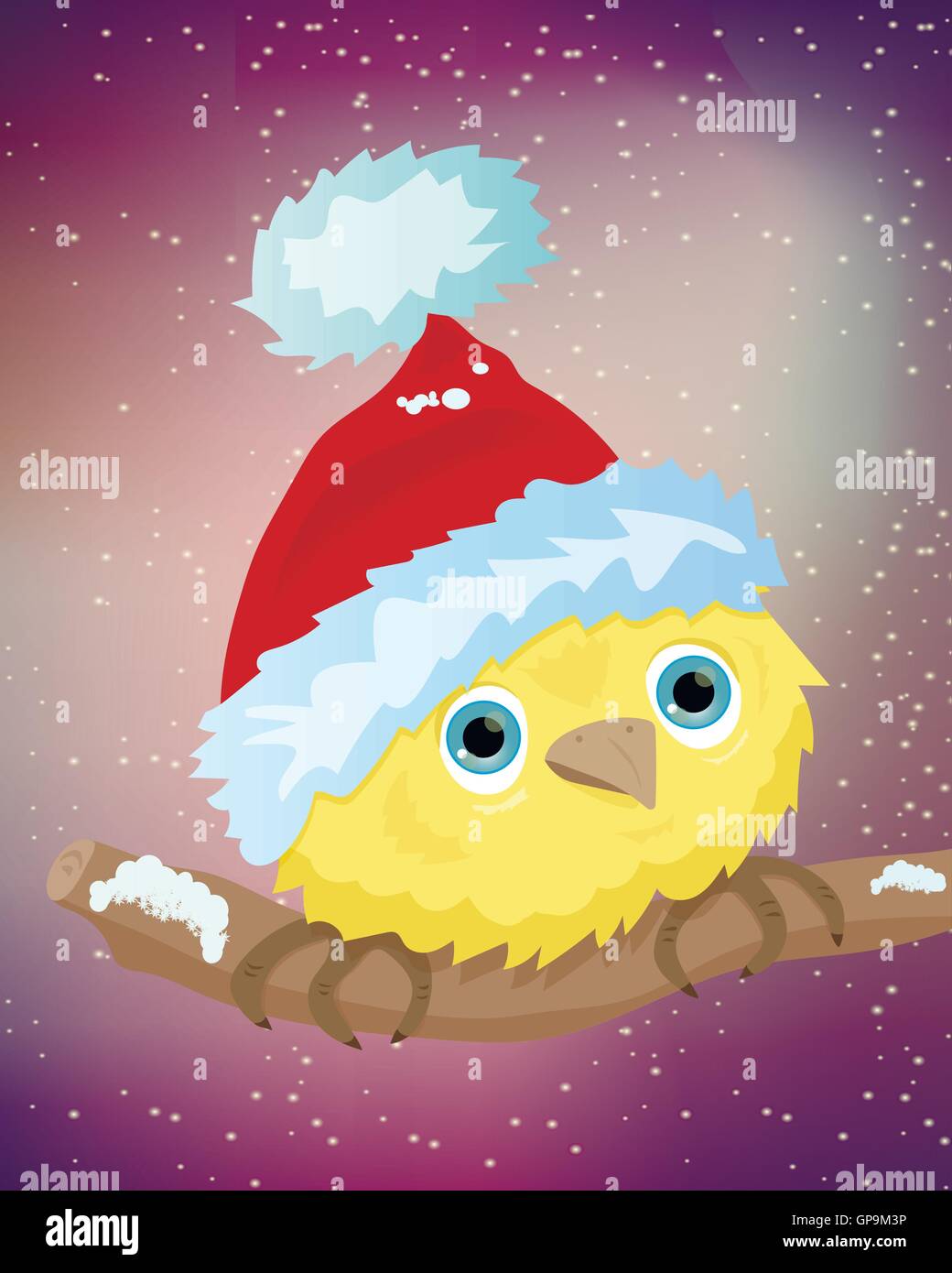 Illustration of yellow bird with santa hat Stock Vector Image & Art - Alamy