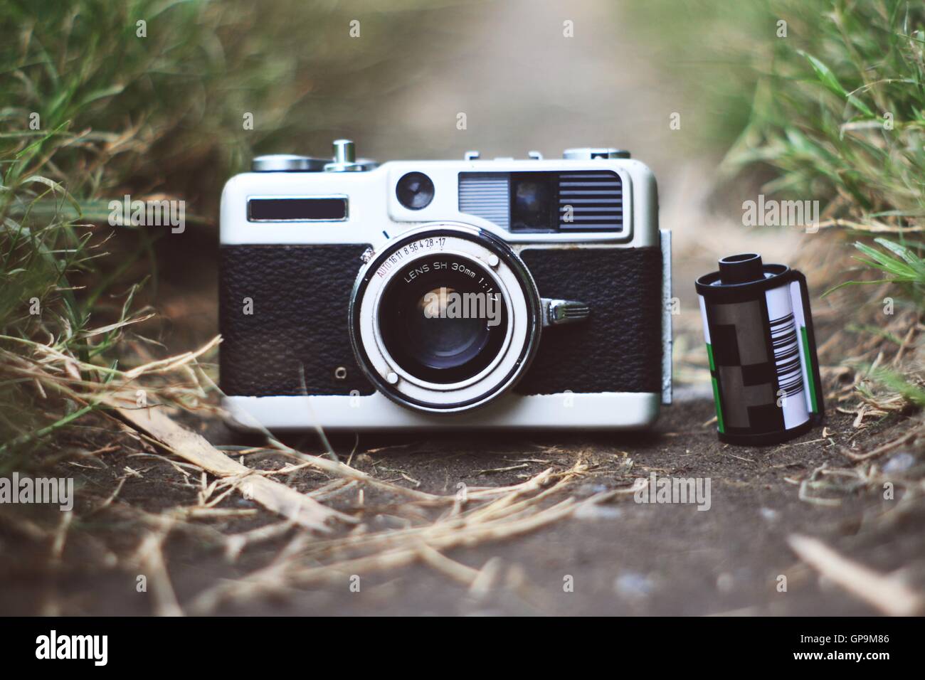 Rangefinder camera with film Stock Photo