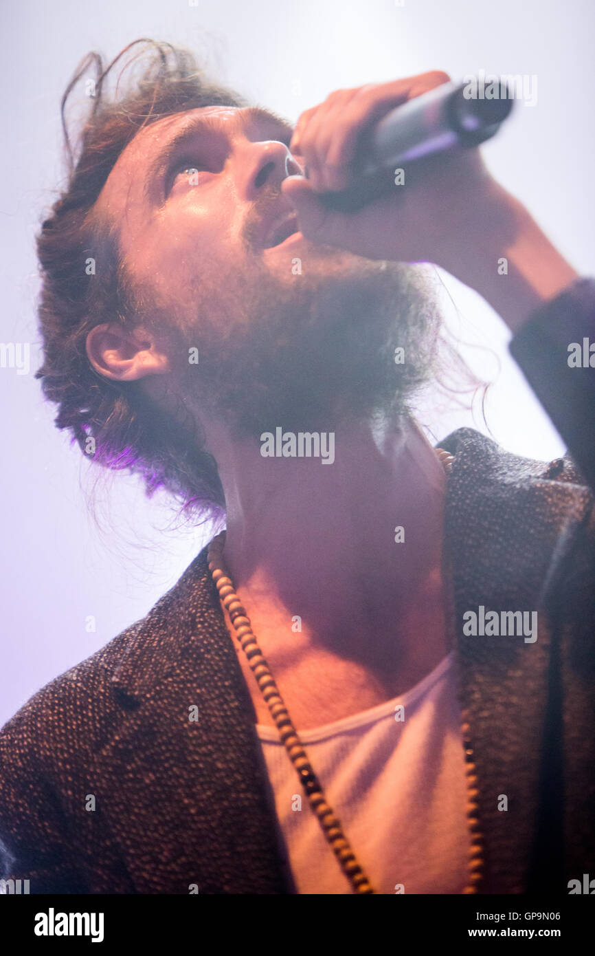 Segrate Milan Italy. 01th September 2016. The American band EDWARD SHARPE & THE MAGNETIC ZEROS performs live on stage at Circolo Stock Photo