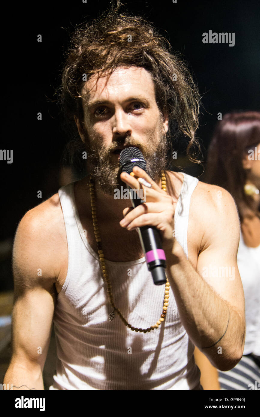 Segrate Milan Italy. 01th September 2016. The American band EDWARD SHARPE & THE MAGNETIC ZEROS performs live on stage at Circolo Stock Photo