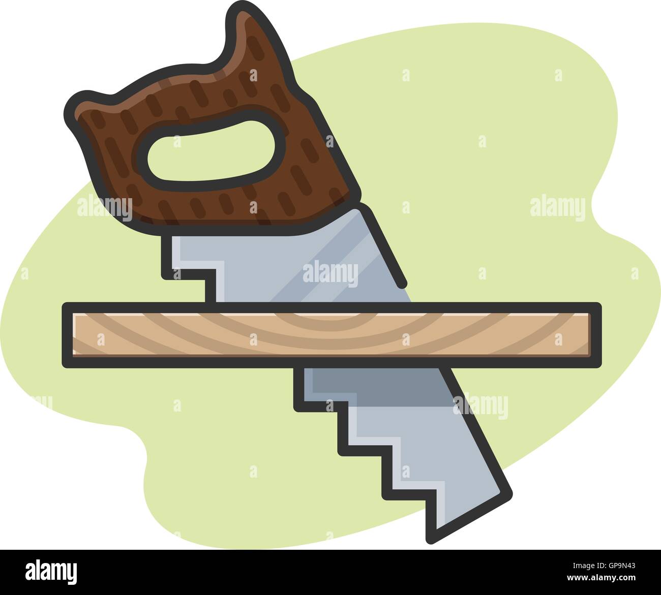 Hand saw cutting a board Stock Vector Image & Art Alamy