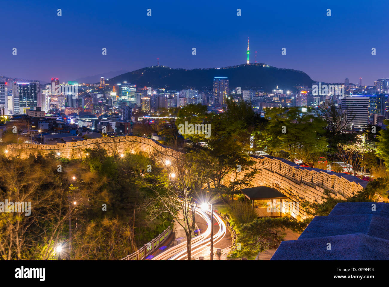 Seoul at night, South Korea city skyline. Stock Photo