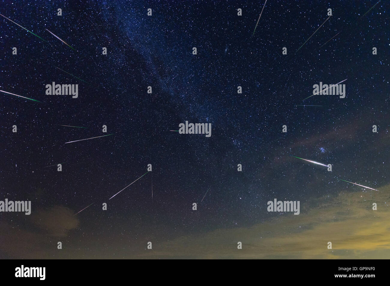 Beautiful Perseid Meteor shower outburst 2016 Norteast direction. Dark