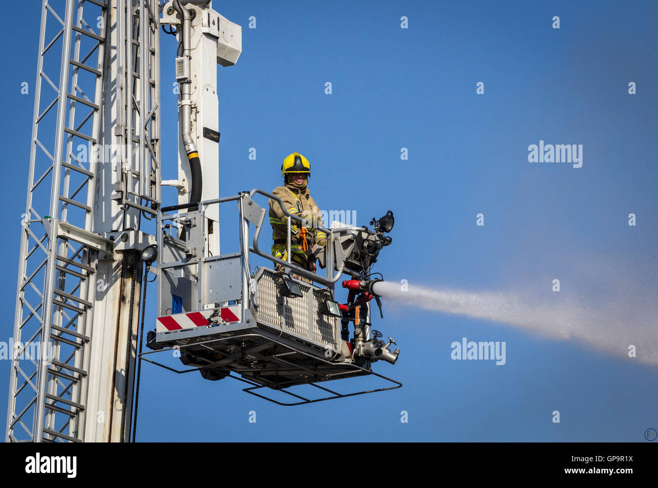 East Sussex Fire & Rescue Service Aerial Ladder Platform in action