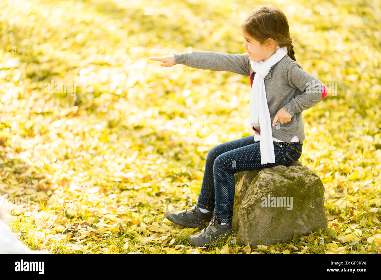 Cute little girl in the park at autumn Stock Photo - Alamy
