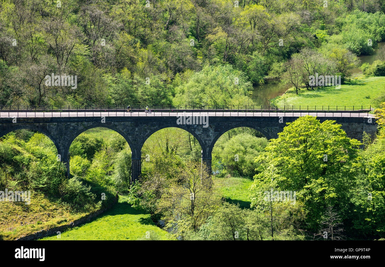 Monsal Head viaduct, a well known landmark near Bakewell in the Peak District national park. Stock Photo