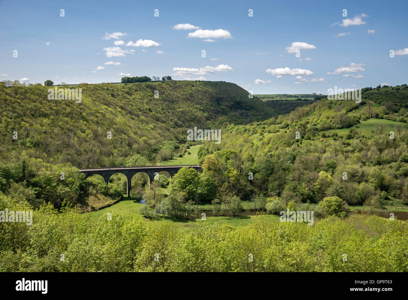 Monsal Head viaduct, a well known landmark near Bakewell in the Peak District national park. Stock Photo