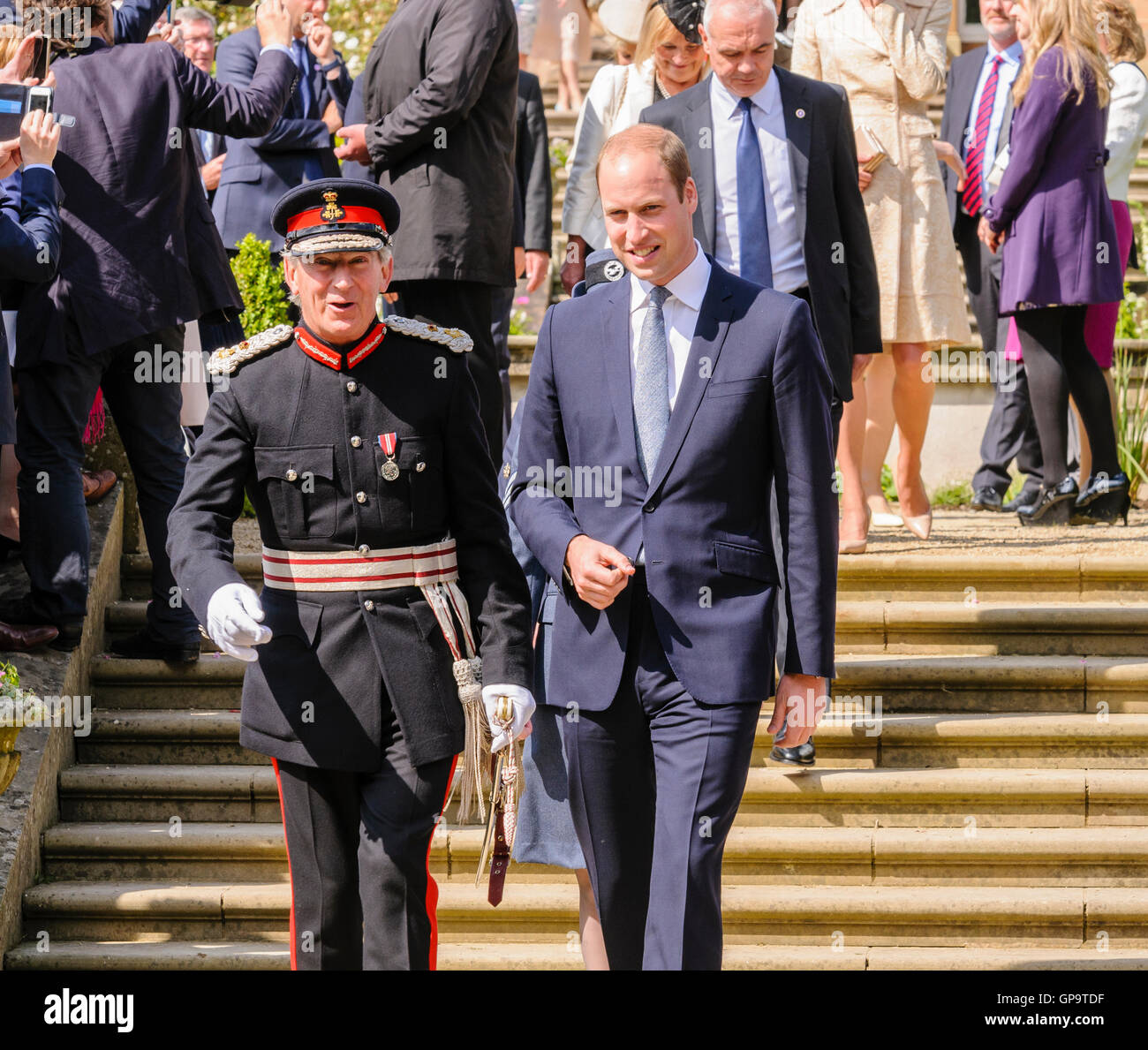 Prince William is escorted by the Lord Lieutenant of County Down, David Lindsay. Stock Photo