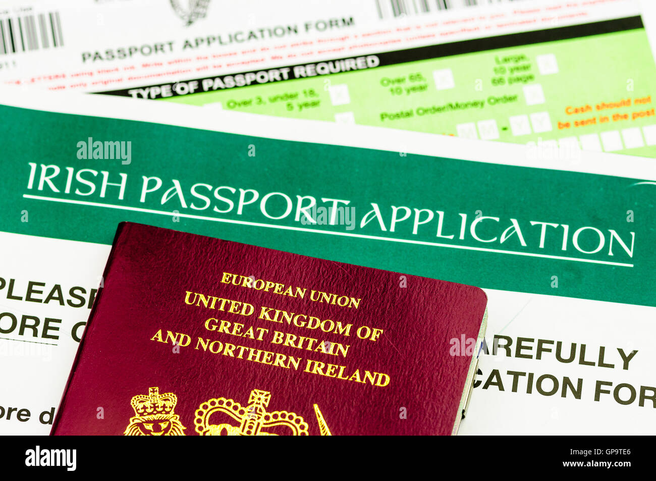 People born in Northern Ireland are entitled to dual citizenship of both Republic of Ireland (Eire), and United Kingdom (UK) Stock Photo