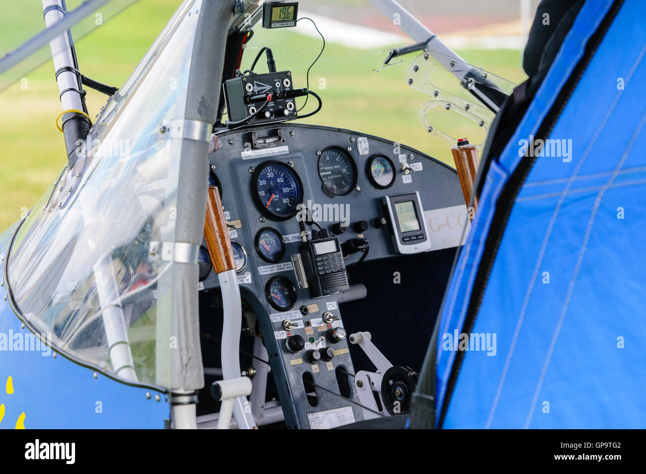 Cockpit of a Thruster T600N Sprint microlight aircraft Stock Photo
