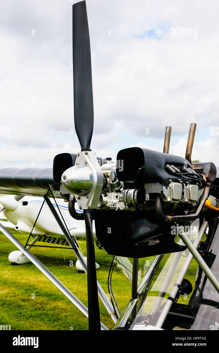 Jabiru 2200 four-stroke, flat four, air-cooled aircraft engine on a Thruster T600N Sprint microlight Stock Photo
