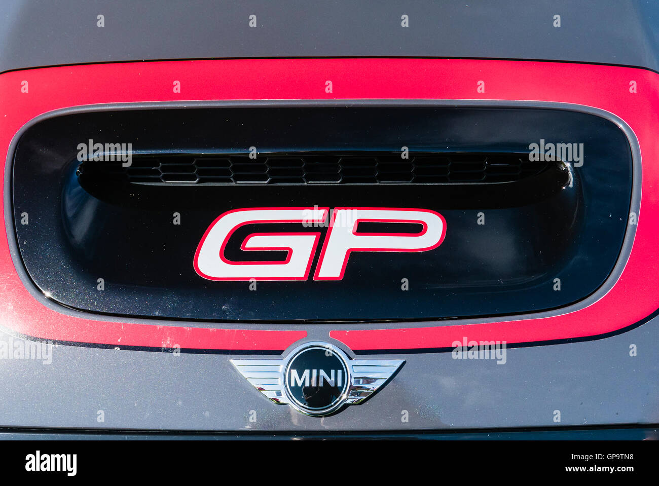 Air intake of a John Cooper Works GP Mini R56 (2013). Only 2000 were ever built. Stock Photo