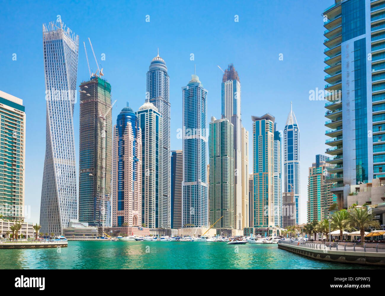 Dubai Marina Skyline and harbour Dubai City United Arab Emirates UAE Middle east Stock Photo