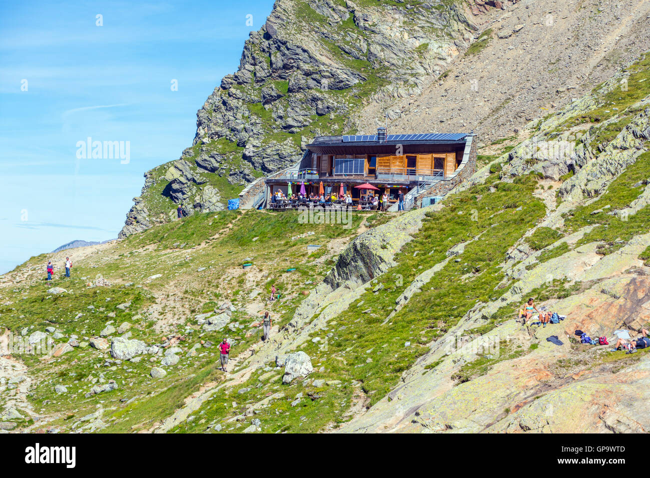 Mountain refuge, Nid d'Aigle, Chamonix, France Stock Photo