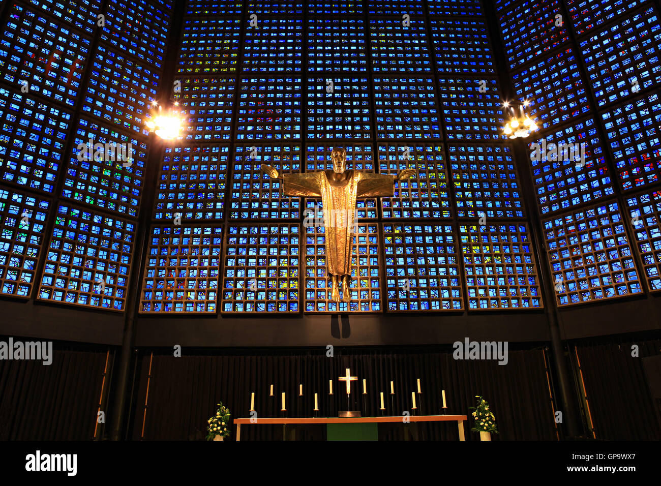 BERLIN - NOVEMBER 16 : the altar in the Kaiser Wilhelm Memorial Church,november 16 ,2013,Berlin, Germany. Stock Photo