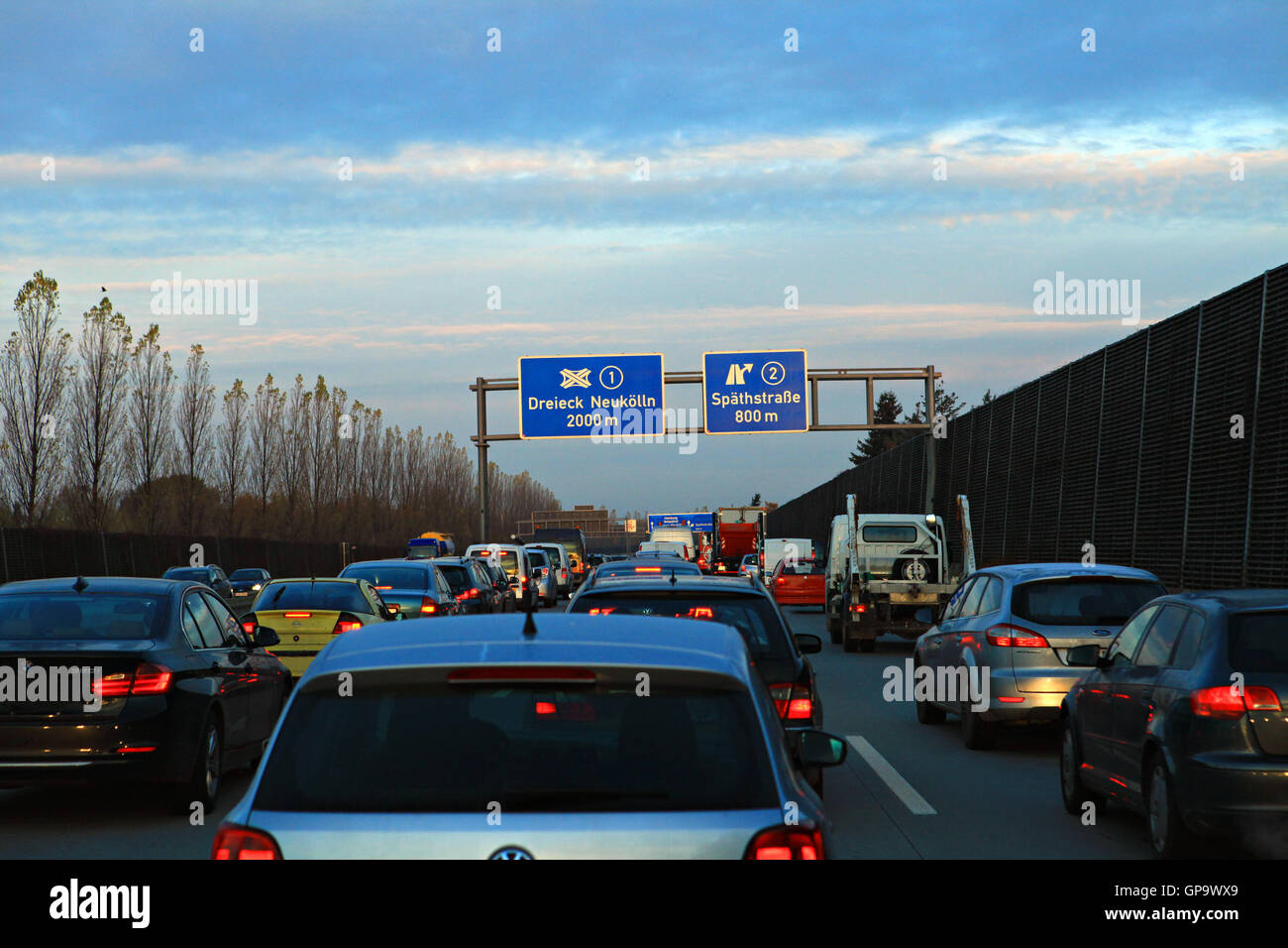 Traffic jam in the early morning. Berlin, Germany Stock Photo Alamy