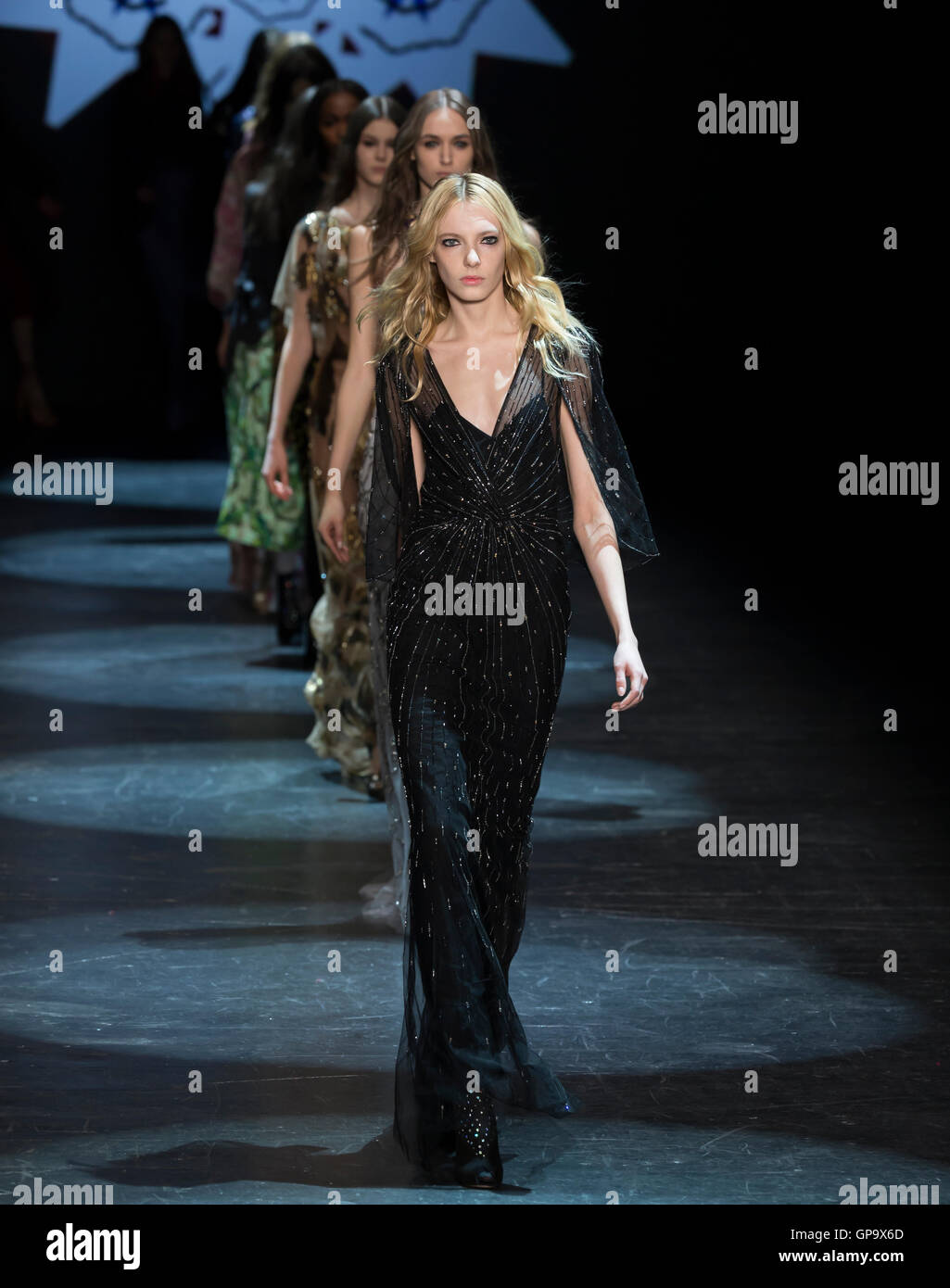 Usa Modls New York City, USA - February 13, 2016: Models walk the runway at the ...