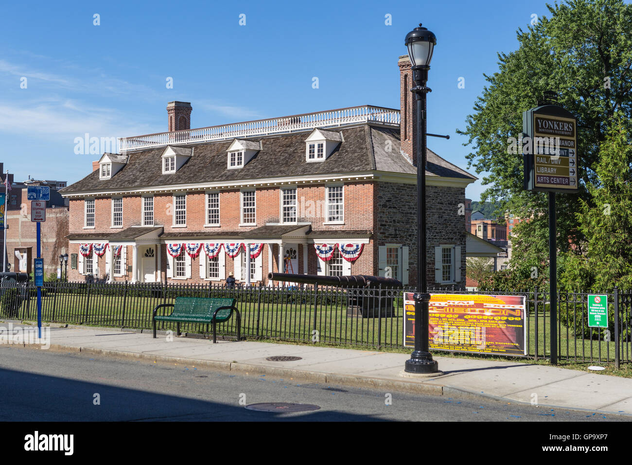 The historic colonial era Philipse Manor Hall in downtown Yonkers, New York. Stock Photo
