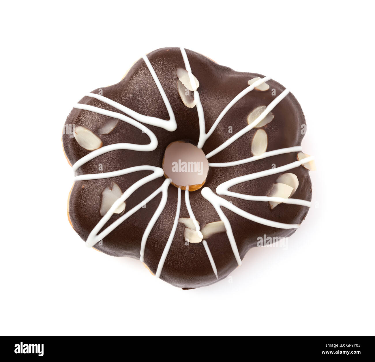 top view chocolate flavor donut on white background Stock Photo - Alamy