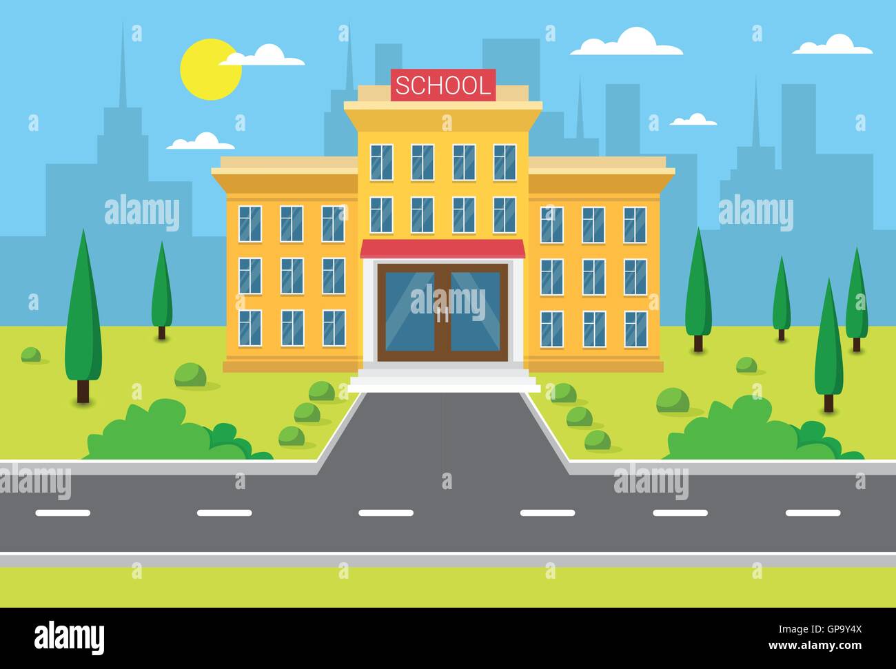 School Building Exterior City View Stock Vector Image &amp; Art - Alamy