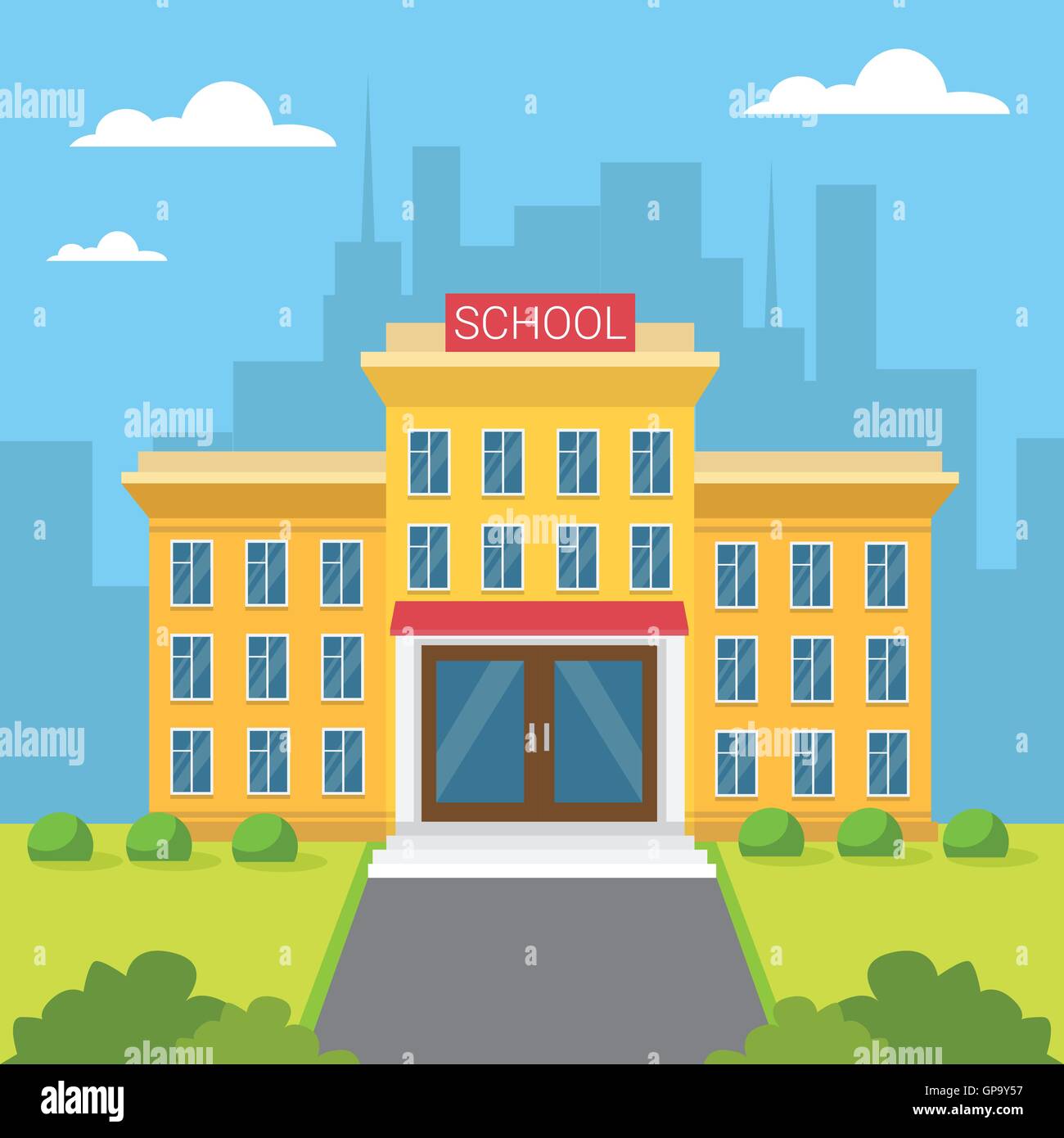 School Building Exterior City View Stock Vector Image &amp; Art - Alamy