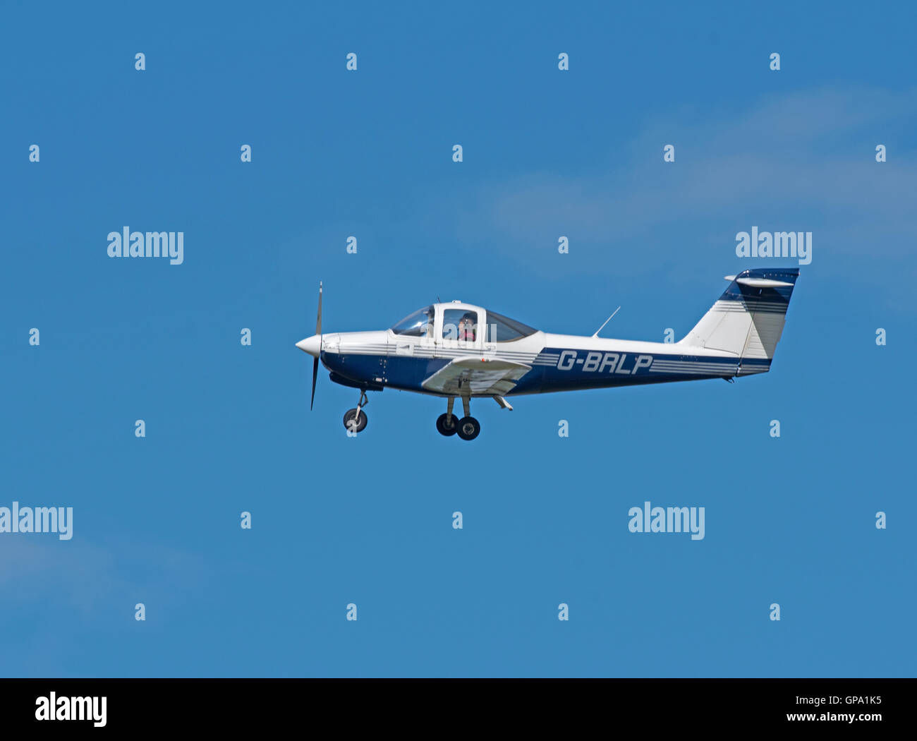 PIPER PA-38 Tomahawk G-BRLP Trainer aircraft at Inverness Airport.  SCO 11,220. Stock Photo