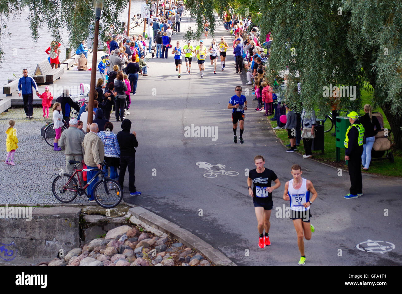 Athletes participating in Kahe Silla Jooks, the sports event of the year in Pärnu, Estonia Stock Photo