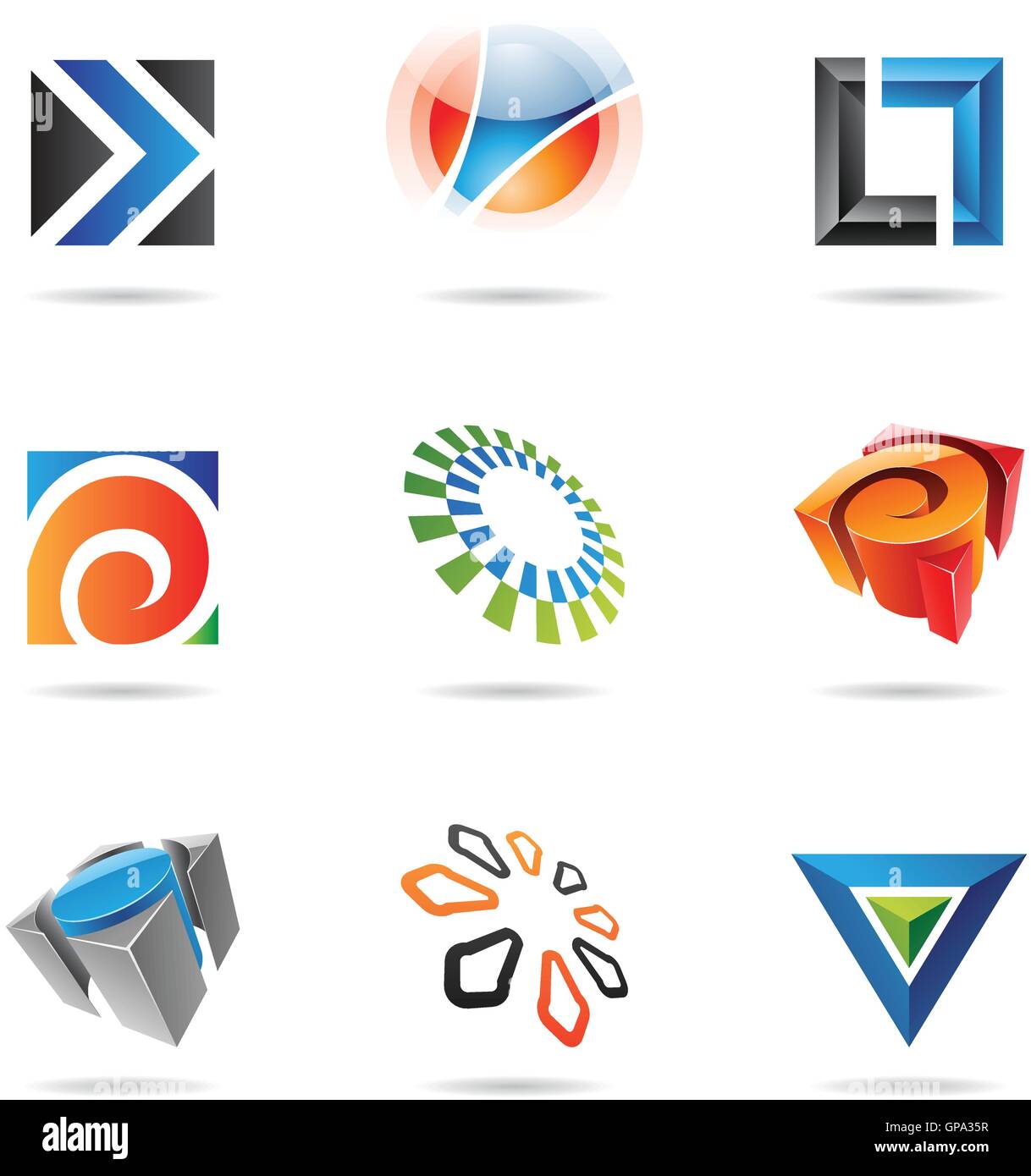 Various colorful abstract icons isolated on a white background Stock ...