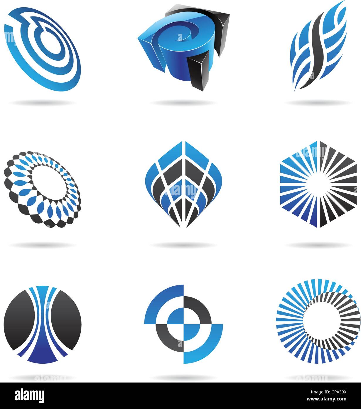 Various blue abstract icons isolated on a white background Stock Vector ...