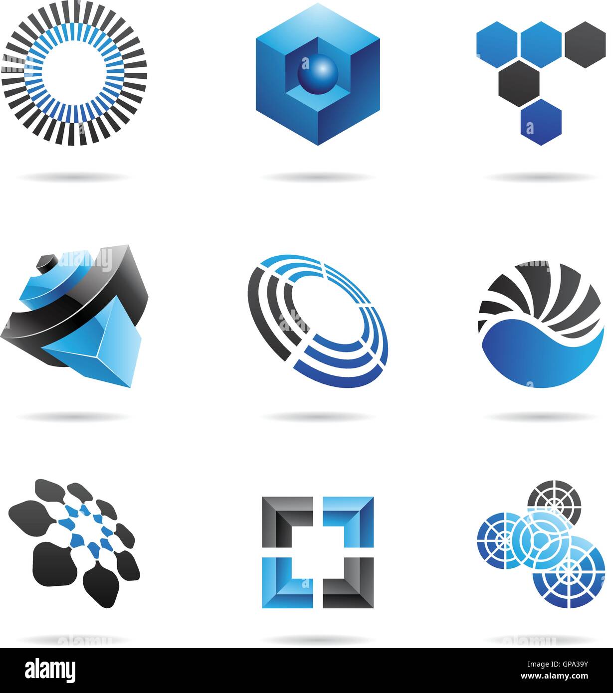 Various blue abstract icons isolated on a white background Stock Vector ...