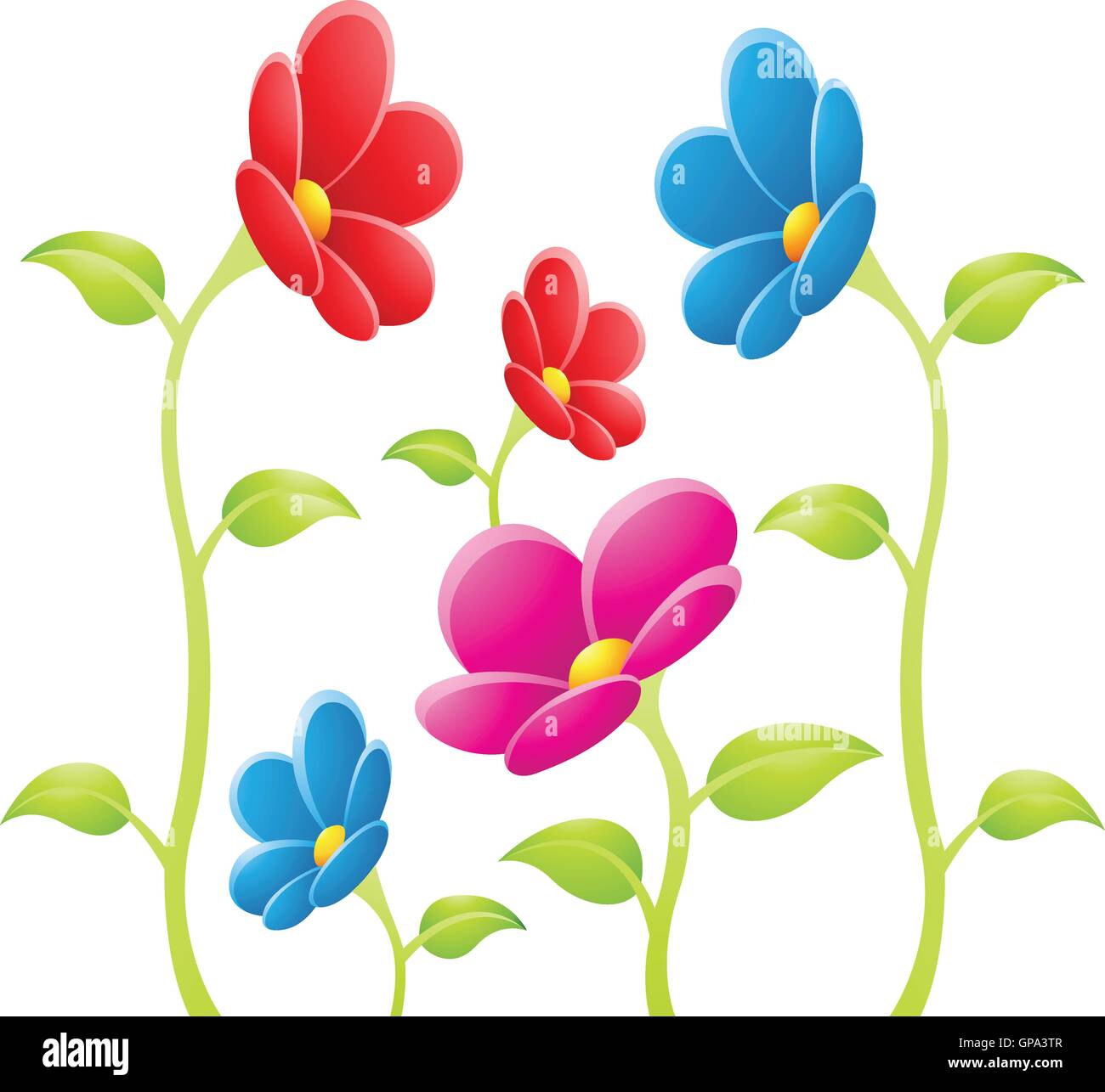 Vector illustration of Flowers on a white background Stock Vector Image ...