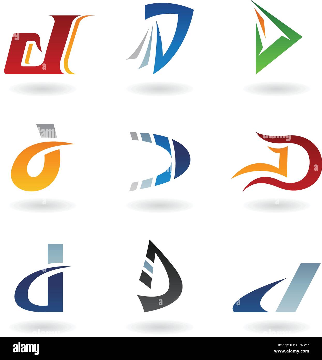 Vector illustration of abstract icons based on the letter D Stock ...
