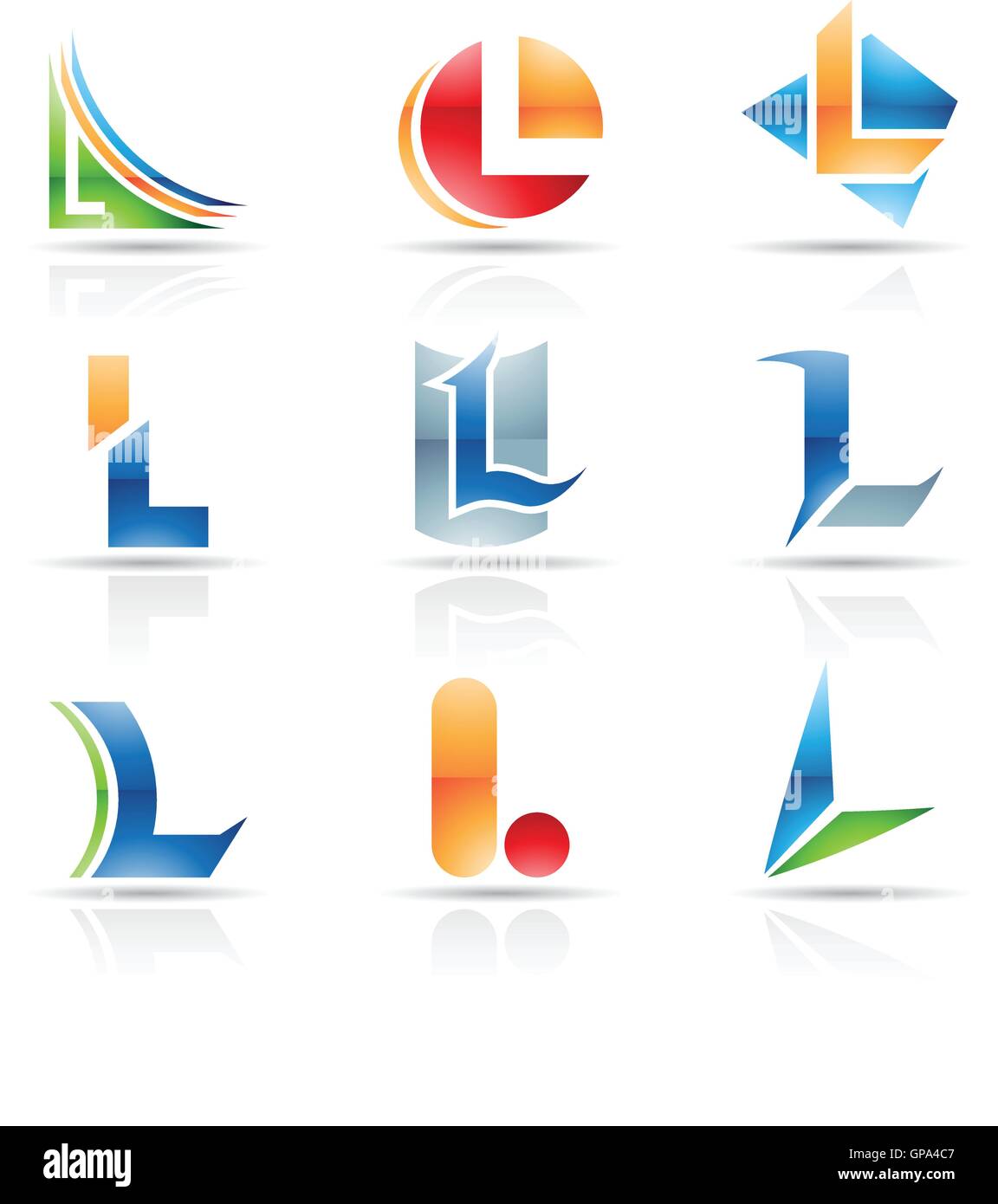 Vector illustration of abstract icons based on the letter L Stock ...